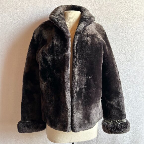 1950s Gray Mouton Sheepskin Fur Jacket Coat - Picture 1 of 14